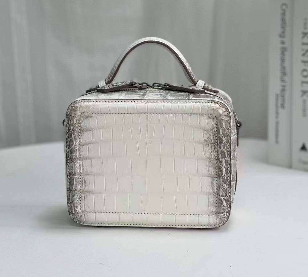 Womens Himalaya Crocodile Leather Cross Body Top Handle Box Bag