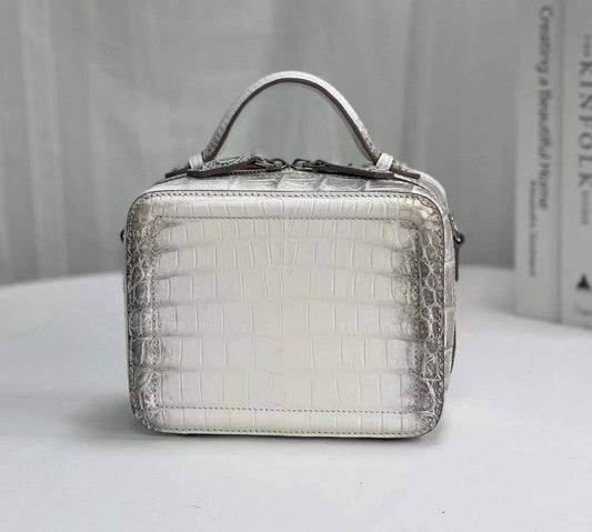 Womens Himalaya Crocodile Leather Cross Body Top Handle Box Bag