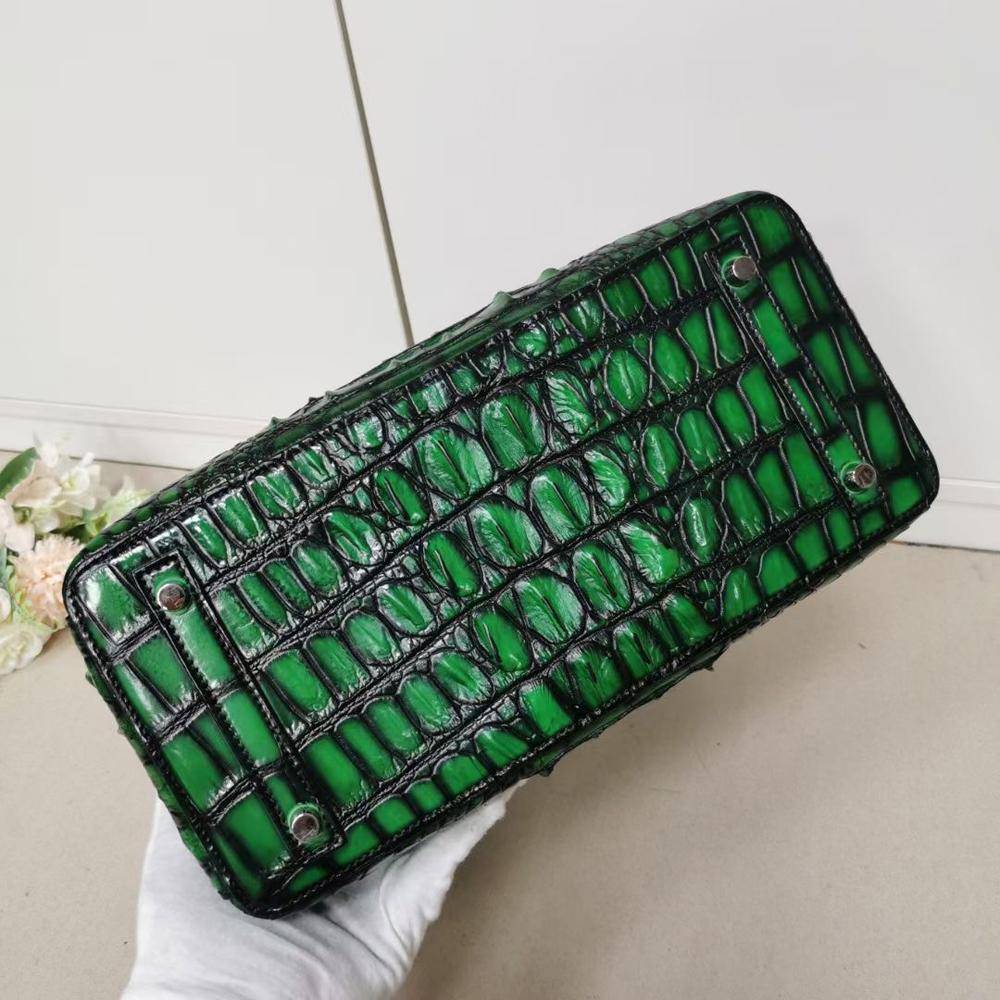 Womens  Genuine Crocodile Leather Tote Shoulder Bags Vintage Green