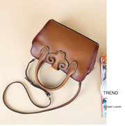 Womens Vintage Leather Top Handle Bag Medium