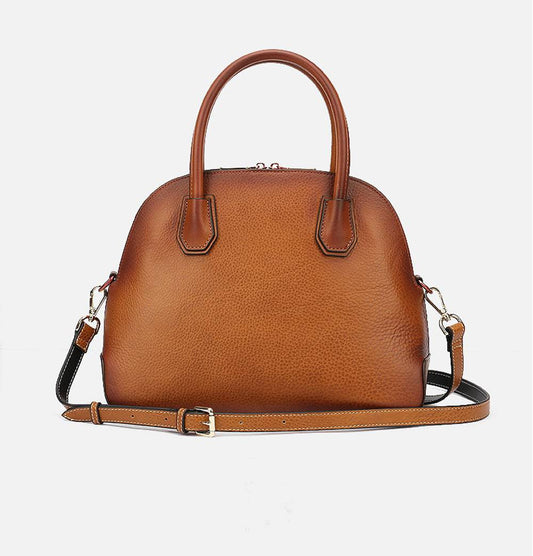 Womens Vintage Leather Top Handle Satchel Bag