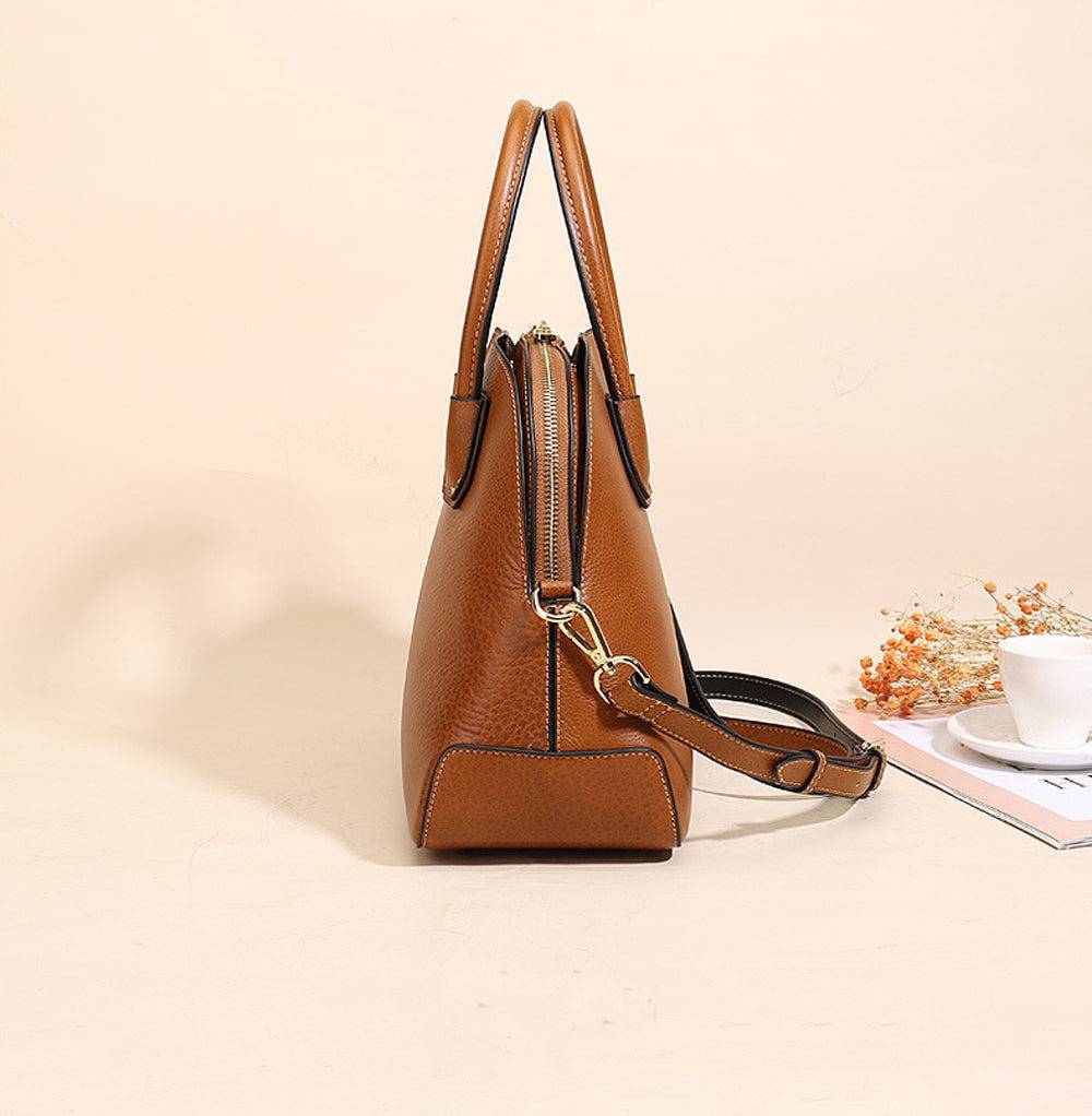 Womens Vintage Leather Top Handle Satchel Bag