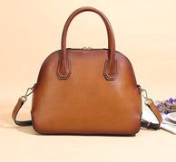 Womens Vintage Leather Top Handle Satchel Bag