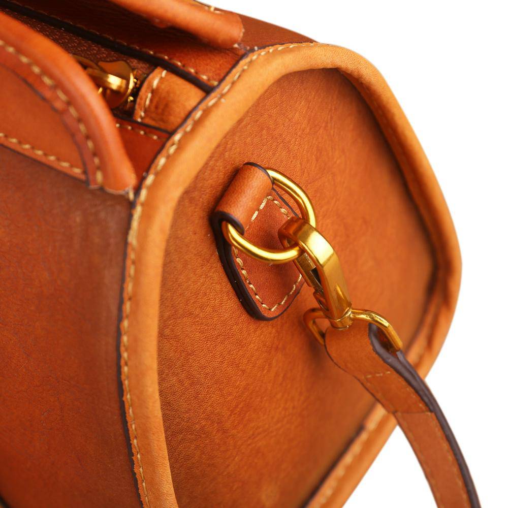 Womens Vintage Leather Top Handle Satchel Bag Small