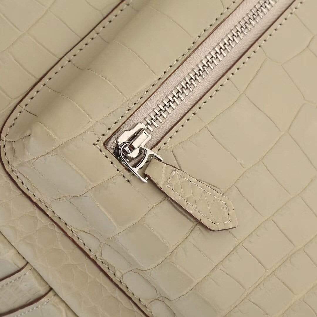 Crocodile Leather Backpack  Cream For Women